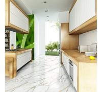 Ambiance Sticker Sol Carreaux de Ciment Azulejos avec Laminat de Protection Plastique Anti-Dérapant | Mabre Blanc Sol Résistant à l'eau - Sticker Carrelage Adhésif pour Sol - 20 x 20 cm