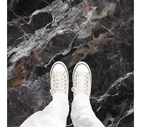 Ambiance Sticker Sol Carreaux de Ciment Azulejos avec Laminat de Protection Plastique Anti-Dérapant | Mabre Noir Authentique Sol Résistant à l'eau - Sticker Carrelage Adhésif pour Sol - 30 x 30 cm