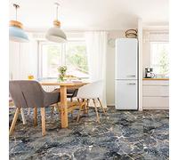 Ambiance Sticker Sol Carreaux de Ciment Azulejos avec Laminat de Protection Plastique Anti-Dérapant | Mabre Gris Lignes Dorées Sol Résistant à l'eau - Sticker Carrelage Adhésif pour Sol - 30 x 30 cm