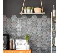 Ambiance Sticker Stickers adhésifs carrelages hexagones | Autocollant Carreaux de Ciment - Mosaïque Mural Salle de Bain & Cuisine - 20x18 cm - 28 pièces