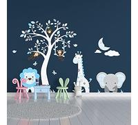 Ambiance Sticker Stickers muraux enfants - Décoration chambre bébé - Stickers muraux enfant - mural Animaux espiègles de la jungle - Autocollant mural enfant - H60x L80 cm col-pl-RV-A002