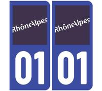 Ambiance Sticker stickers plaque immatriculation, dept. 01, 10.2 x 4.6 cm | Vinyle laminé résistant UV et eau, pose facile sans bulles, fabriqué en Belgique, message lisible
