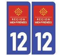Ambiance Sticker stickers plaque immatriculation, dept. 12, 10.2 x 4.6 cm