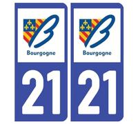 Ambiance Sticker stickers plaque immatriculation, dept. 21, 10.2 x 4.6 cm | Sticker signalétique adhésif prédécoupé, surface lisse, pose facile, impression HD, fabriqué en Belgique