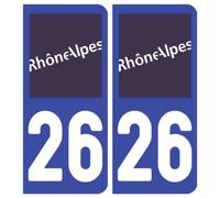 Ambiance Sticker stickers plaque immatriculation, dept. 26, 10.2 x 4.6 cm | Vinyle laminé résistant UV et eau, pose facile sans bulles, fabriqué en Belgique, message lisible