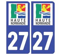 Ambiance Sticker stickers plaque immatriculation, dept. 27, 10.2 x 4.6 cm | Autocollant plastifié résistant eau et rayures, sans perçage, notice de pose incluse, usage intérieur/extérieur