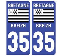 Ambiance Sticker stickers plaque immatriculation, dept. 35, 10.2 x 4.6 cm | Autocollant plastifié résistant eau et rayures, sans perçage, notice de pose incluse, usage intérieur/extérieur