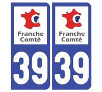 Ambiance Sticker stickers plaque immatriculation, dept. 39, 10.2 x 4.6 cm | Autocollant plastifié résistant eau et rayures, sans perçage, notice de pose incluse, usage intérieur/extérieur