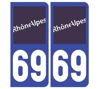 Ambiance Sticker stickers plaque immatriculation, dept. 69, 10.2 x 4.6 cm