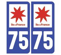 Ambiance Sticker stickers plaque immatriculation, dept. 75, 10.2 x 4.6 cm