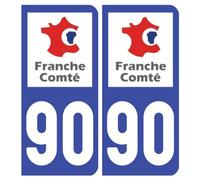 Ambiance Sticker stickers plaque immatriculation, dept. 90, 10.2 x 4.6 cm | Autocollant plastifié résistant eau et rayures, sans perçage, notice de pose incluse, usage intérieur/extérieur