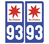 Ambiance Sticker stickers plaque immatriculation, dept. 93, 10.2 x 4.6 cm