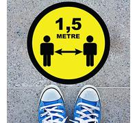 Ambiance Sticker Stickers Sol Signalétique, Distance Covid-19, 50 x 50 cm