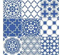 Ambiance Stickers Muraux, Bleu Santorin, Lot de 9, 20x20 cm