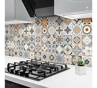 Ambiance Stickers Muraux Cuisine, Effet Ciment, Lot de 24, 10x10 cm
