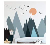 Ambiance Stickers Muraux Enfants Décoration Chambre Bébé - Autocollant Sticker Mural Adhesif Géant Montagnes Scandinaves Parka - H120 x L180 cm