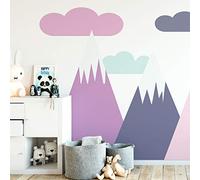 Ambiance Stickers Muraux Enfants Décoration Chambre Bébé - Autocollant Sticker Mural Adhesif Géant Montagnes Scandinaves Simka - H120 x L180 cm