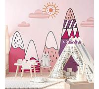 Ambiance Stickers Muraux Enfants Décoration Chambre Bébé - Autocollant Sticker Mural Adhesif Géant Montagnes Scandinaves Bianka - H120 x L180 cm