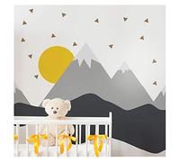 Ambiance Stickers Muraux Enfants Décoration Chambre Bébé - Autocollant Sticker Mural Adhesif Géant Montagnes Scandinaves Nordika - H80 x L120 cm