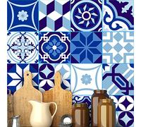Ambiance Stickers Muraux, Nuance de Bleu, Lot de 16, 10x10 cm