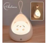 AMBIANSEA® Veilleuse lampe chat nomade Détecteur mouvements A suspendre ou poser Bébé Enfant Adulte Idée cadeau noël Anniversaire