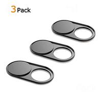 Ambibull webcam Housse pour ordinateur portable, 0,03 en Ultra mince Métal Web Cam Camera Coque Slide Compatible avec iMac, iPad, MacBook Air/Pro, iPhone, ordinateur de bureau, PC de confidentialité Autocollant (lot de 3 Noir)