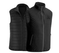 Ambick Gilet de golf d'extérieur pour homme, doudoune matelassée réversible, rembourrée et isolée, légère, pliable et chaude (FR/ES, Alpha/lettres, TTG, Taille normale, Taille normale, Noir)