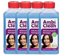 AmbiClean Nettoyant universel pour mousse de lait, pour système de lait, fabriqué en Allemagne, pour Jura, Siemens, Delonghi, Krups, Melitta, Bosch, etc. 4 x 250 ml