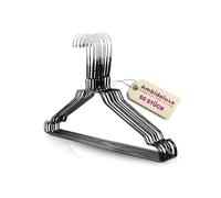 Ambideluxe | Lot de 50 cintres métalliques noirs | Cintres en métal avec revêtement en zinc et poudre de qualité supérieure | Peu encombrant et durable | Pour armoire, garde-robe et buanderie