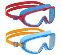 Ambienden 2 Pcs Lunette Piscine Enfant, Lunettes Anti-Buée Avec Vision Claire, Protection UV, Réglage Rapide, Joint en Silicone, Adaptées Aux Garçons et Filles de 6 à 14 ans, J