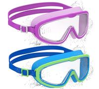 Ambienden 2 Pcs Lunette Piscine Enfant, Lunettes Anti-Buée Avec Vision Claire, Protection UV, Réglage Rapide, Joint en Silicone, Adaptées Aux Garçons et Filles de 6 à 14 ans, N