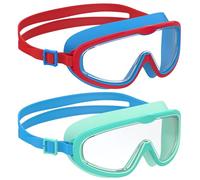 Ambienden 2 Pcs Lunette Piscine Enfant, Lunettes Anti-Buée Avec Vision Claire, Protection UV, Réglage Rapide, Joint en Silicone, Adaptées Aux Garçons et Filles de 6 à 14 ans, L