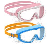 Ambienden 2 Pcs Lunette Piscine Enfant, Lunettes Anti-Buée Avec Vision Claire, Protection UV, Réglage Rapide, Joint en Silicone, Adaptées Aux Garçons et Filles de 6 à 14 ans, P