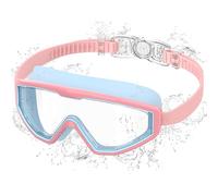 Ambienden Lunette de Piscine Enfant Anti-Buée & UV, Vision Large - Réglage Rapide 1 Touche, Joint Silicone Confortable, lunettes de natation Mixte 3-12 Ans, Blue-Pink