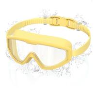 Ambienden Lunette Piscine Enfant, Anti-Buée UV, Vision Large, Réglage 1 Bouton, Joint Silicone, Lunettes de Natation 3-12 Ans Unisexe, Yellow