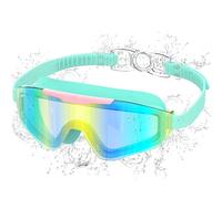 Ambienden Lunette Piscine Enfant, Anti-Buée & UV, Vision Panoramique, Réglage Rapide, Joint Silicone, Lunettes de Natation Unisexe 3-14 Ans, Green
