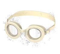 Ambienden Lunette Piscine Enfant Anti-Buée & UV - Vision Panoramique, Réglage Rapide Silicone - Lunettes de Natation Unisexe 3-10 Ans, Beige