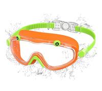 Ambienden Lunette Piscine Enfant Grande Monture Anti-Buée - Vision HD, Protection UV, Réglage 1-Touch Silicone - Lunettes de Natation Unisexe 3-10 Ans, Orange