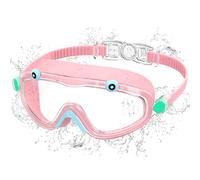 Ambienden Lunette Piscine Enfant Grande Monture Anti-Buée - Vision HD, Protection UV, Réglage 1-Touch Silicone - Lunettes de Natation Unisexe 3-10 Ans, Pink