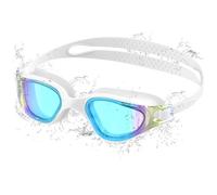 Ambienden Lunettes de Natation, Claire Vision Lunettes de Natation Anti-buée, Protection UV, Joints en Silicone, Ajustements Rapides, Unisexes Pour Adultes-blanc