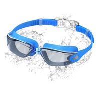 Ambienden Lunettes de Natation, Claire Vision Lunettes de Natation Anti-buée, Protection UV, Joints en Silicone, Ajustements Rapides, Unisexes Pour Adultes et Adolescents, Placage Bleu