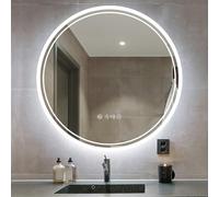 Ambienden Miroir LED De Salle De Bain Circulaire Ø70cm • Anti-BuéE - 2 Couleurs Dimmable - ContrôLe Tactile avec Horloge & MéMoire - Montage à Crochets (Classe éNergie F)