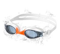 Ambienden Nouveau Design Lunette Piscine Enfant, 180° HD à Grand Angle de Vision Lunette de Natation Enfant, Anti-Buée, Protégées UV, Unisexe Lunette de Piscine pour les 3-10 Ans, White-Orange