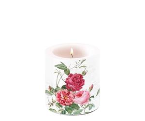 Ambiente 19218145 Bougie pilier en cire, bougie décorative, 9 cm de haut, durée de combustion 35 h Motif roses