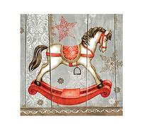 Ambiente 20 Serviettes Cheval À Bascule RÉTRO 33X33CM Rouge