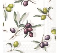 Ambiente - 20 SERVIETTES PAPIER BRANCHES OLIVES VERTES NOIRES 33CM