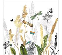 Ambiente 20 Serviettes Papier Fleurs LIBELLULES 33CM Blanc