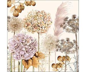 Ambiente - 20 SERVIETTES PAPIER FLEURS SÉCHÉES AUTOMNE 33CM