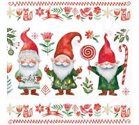 Ambiente - 20 SERVIETTES PAPIER GNOMES FUN 33CM BLANC