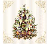 Ambiente - 20 Serviettes Papier Sapin NOËL Vintage 33CM CRÈME